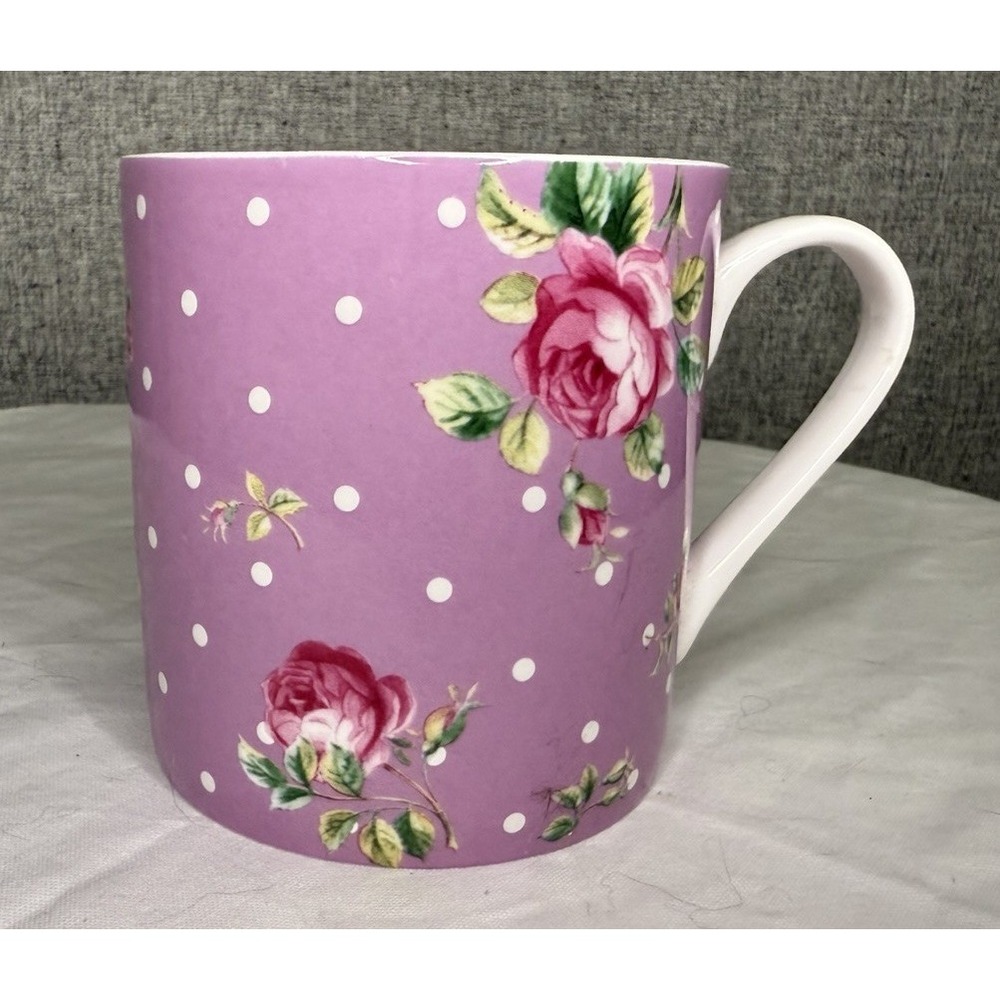Royal Albert 10oz Friendship Mug Floral Rose Polka Dot Pink‎ Fine China
